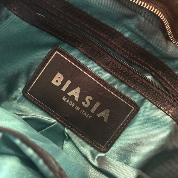 Limited Edition 30 Years Biasia Genuine Leather Snake Bag Metallic Purple Silver - Picture 8 of 13